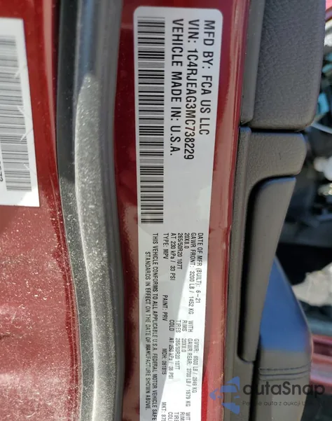 2021 Jeep Grand Cherokee Laredo from USA, damaged, VIN 1C4RJEAG3MC738229